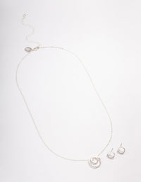 Silver Double Open Circle Jewellery Set - link has visual effect only