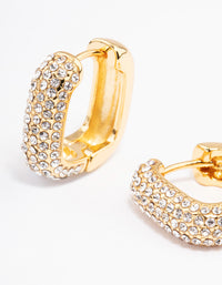 Gold Plated Square Pave Hoop Earrings - link has visual effect only