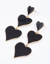 Gold Graduated Triple Heart Drop Earrings - link has visual effect only