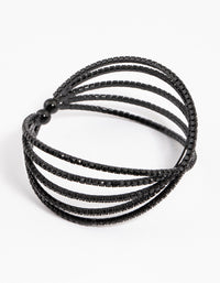 Coated Black Triple Row Criss Cross Cuff Bangle - link has visual effect only