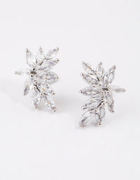 Rhodium Cubic Zirconia Navette Mini Stud Earrings - link has visual effect only