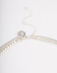 Silver Plated Herringbone & Snake Chain Layered Necklace - link has visual effect only