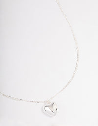 Silver Plated Puffy Heart Figaro Necklace - link has visual effect only