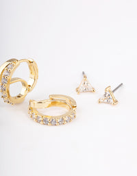 Gold Plated Cubic Zirconia Double Hoop Earrings Pack - link has visual effect only