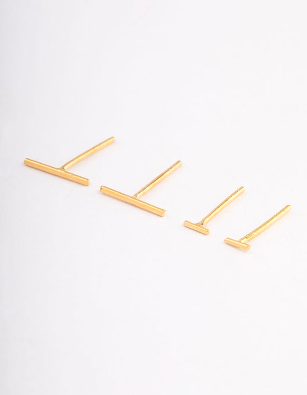 Gold Plated Sterling Silver Bar Earring Pack