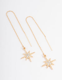 Gold Fine Diamante Star Threader Earrings - link has visual effect only