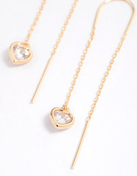 Gold Fan Heart Pendant Threader Earrings - link has visual effect only