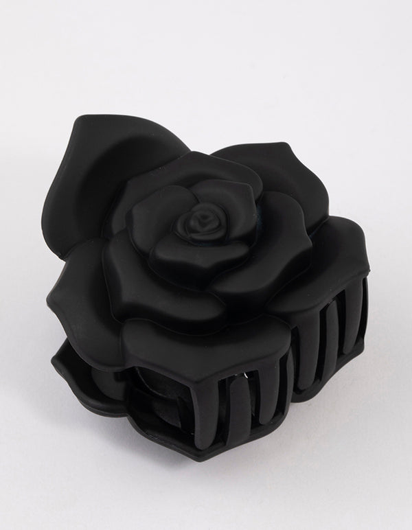 Plastic Romantic Black Rose Claw Clip