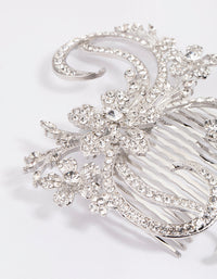 Rhodium Detailed Swirl Flower Hair Comb - link has visual effect only