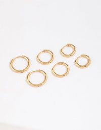 Gold Plated Surgical Steel Thin Classic Hoop Earrings Pack - link has visual effect only