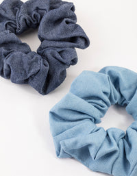 Fabric Blue Denim Hair Scrunchie Pack - link has visual effect only