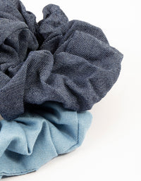 Fabric Blue Denim Hair Scrunchie Pack - link has visual effect only