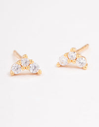 Gold Plated Sterling Silver Cubic Zirconia Classic Trio Earrings - link has visual effect only