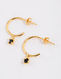 Gold Plated Sterling Silver Cubic Zirconia Four Claw Hoop Earrings - link has visual effect only