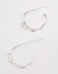 Sterling Silver Cubic Zirconia Rectangle Mini Hoop Earrings - link has visual effect only