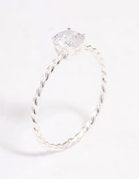 Sterling Silver Cubic Zirconia Twist Engagement Ring - link has visual effect only