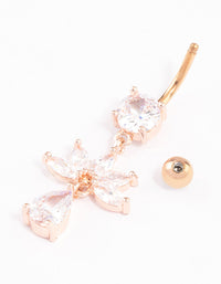 Rose Gold Plated Surgical Steel Cubic Zirconia Fan Drop Belly Ring - link has visual effect only