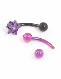 Surgical Steel Star Belly Ring Pack - link has visual effect only