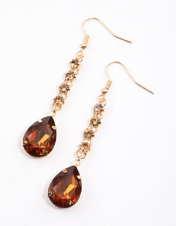 Gold Cup Chain Medium Pear Drop Earrings