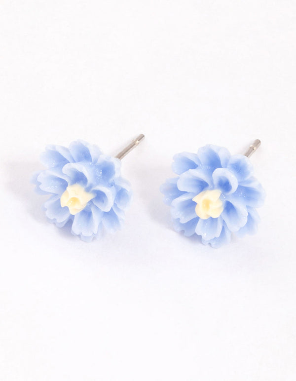 Blue Dahlia Stud Earrings