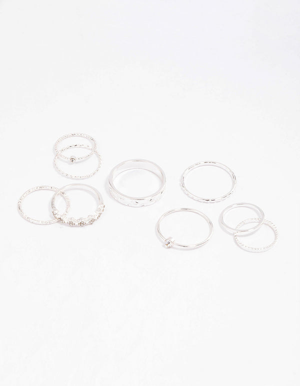 Silver Dainty Clover Ring Pack