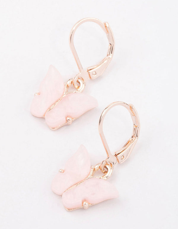 Blush Acrylic Butterfly Huggie Hoop Earrings