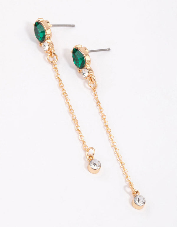 Green Pear Chain Round Drop Earrings