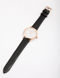 Rose Gold Pearlised Faux Leather Diamante Bezel Watch - link has visual effect only