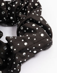 Fabric Black Large Diamante Scrunchie - link has visual effect only