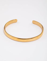 Gold Plated Stainless Steel Classic Plain Wrist Cuff - link has visual effect only