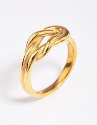 Waterproof Gold Plated Stainless Steel Classic Knotted Ring - link has visual effect only