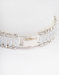 Silver Plated Cubic Zirconia Round & Baguette Bracelet - link has visual effect only