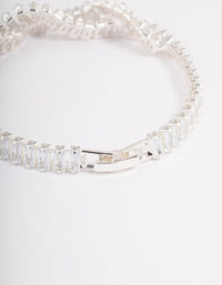 Silver Plated Cubic Zirconia Twisted Baguette Tennis Bracelet - link has visual effect only