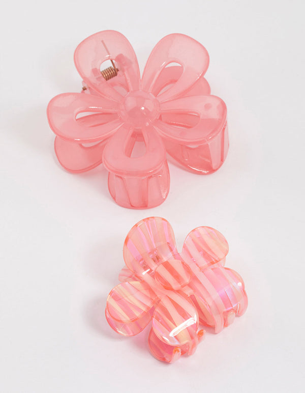 Pink Retro Flower Hair Claw Clip