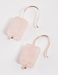 Rose Gold Curb Rose Quartz Drop Earrings - link has visual effect only