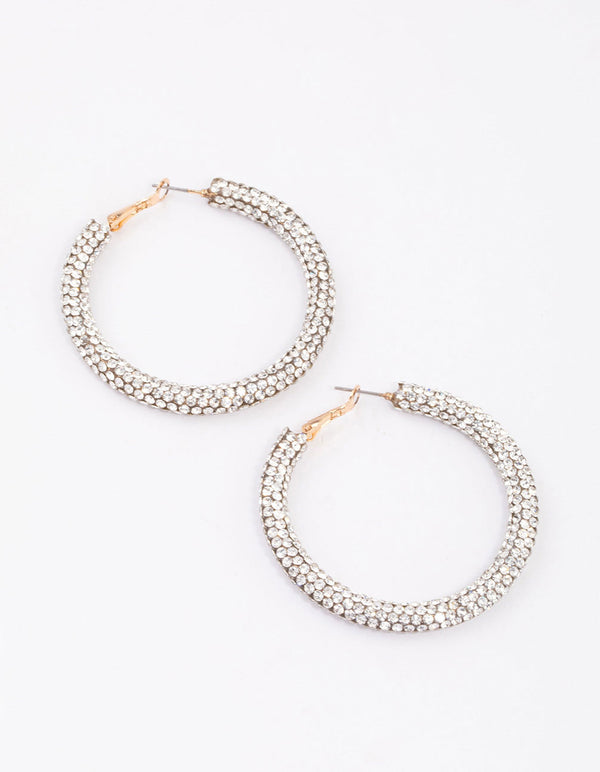 Gold Crust Hoop Earrings 40mm