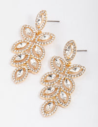 Gold Flower Cut Out Diamante Drop Earrings - link has visual effect only