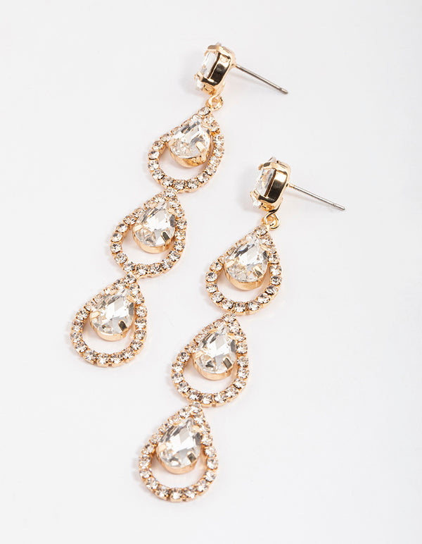 Gold Halo Teardrop Earrings