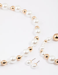 Gold Pearl Round Jewellery Set - link has visual effect only