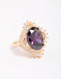 Gold Large Purple Oval Frame Ring - link has visual effect only