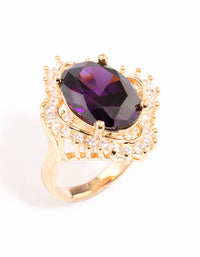 Gold Large Purple Oval Frame Ring - link has visual effect only