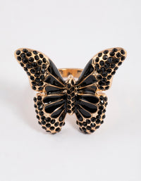 Black Grand Butterfly Cocktail Ring - link has visual effect only