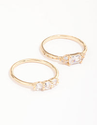 Gold Plated Dainty Rectangle Ring Pack - link has visual effect only