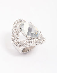 Rhodium Elegant Oval Statement Ring - link has visual effect only