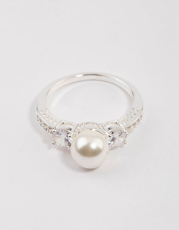 Silver Plated Enchanting Pearl Ring