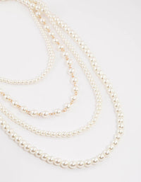 Gold Multirow Mixed Pearl Necklace - link has visual effect only