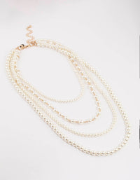 Gold Multirow Mixed Pearl Necklace - link has visual effect only