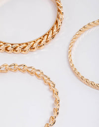 Gold Mixed Thick Chain Bangle Pack - link has visual effect only