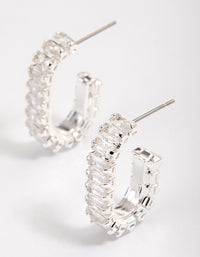 Silver Plated Oval Horizontal Baguette Hoop Earrings - link has visual effect only