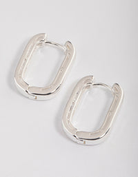 Silver Plated Oval Baguette Hoop Earrings - link has visual effect only